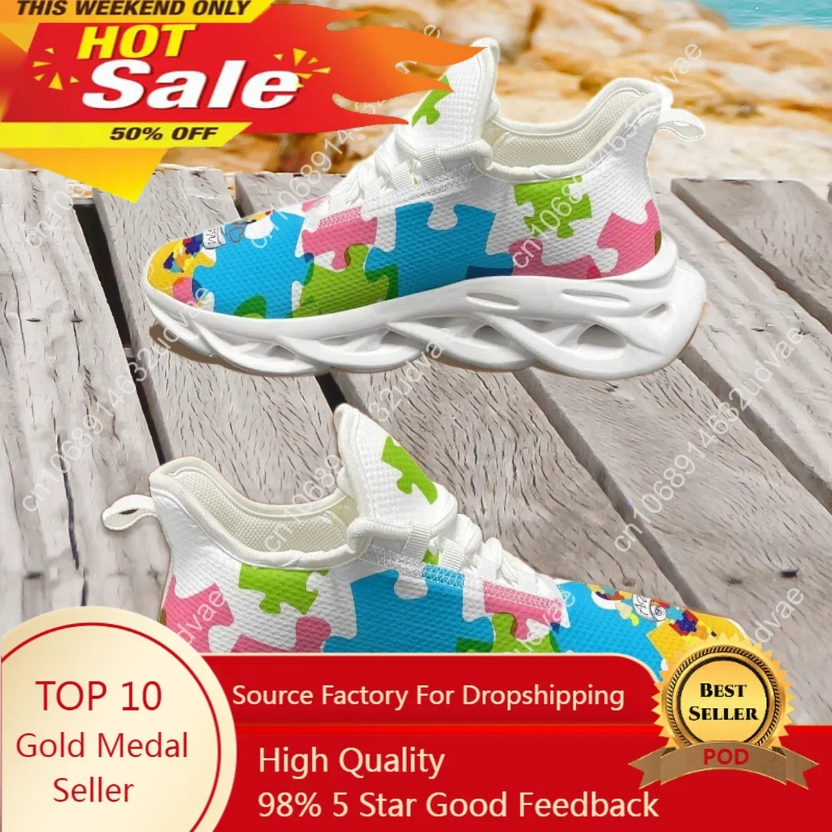 Men Shoes High - Autism Awareness Sports Running Shoe Color
